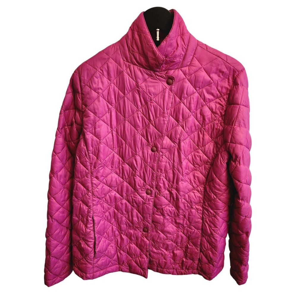 L.L.Bean Magenta Pink Quilted Barn Jacket Size Large Like New
